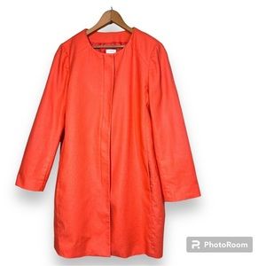 J. Crew Factory Collarless Jacket • OverCoat in Coral Size 10